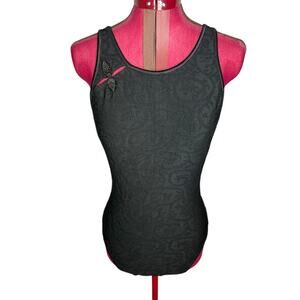 Longitude one piece swimsuit floral texture cutout black